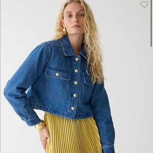 Cropped denim puffer